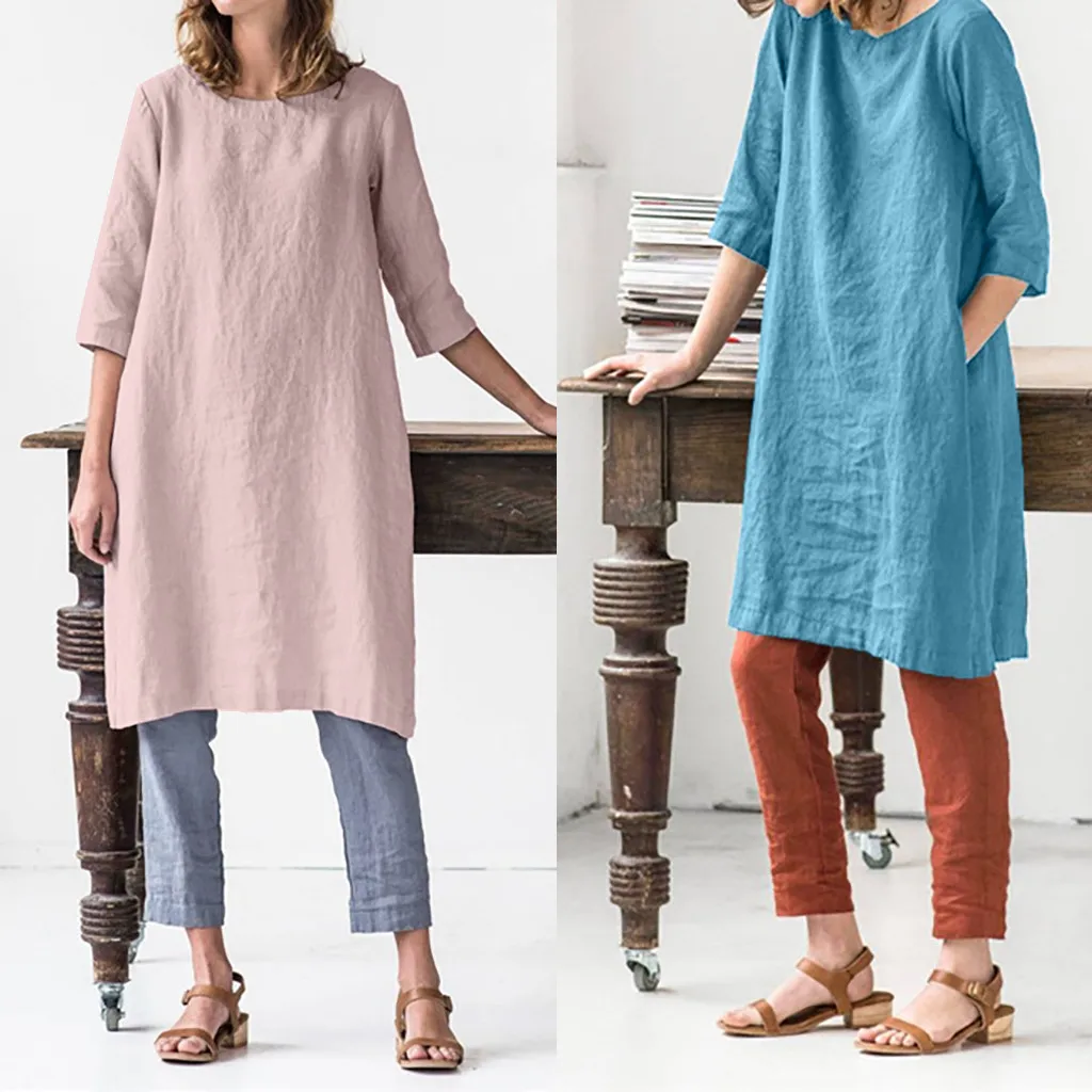 

feitong Ladies'vestidos verao Women Summer Casual Solid Short Sleeve Dress 2019 Summer New Fashion Women's Dress#3