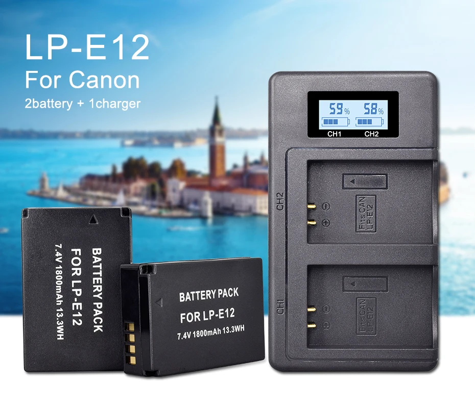 PALO 2 шт. LPE12 аккумуляторная батарея для камеры+ USB умное Цифровое зарядное устройство LP-E12 для canon EOS M M10 M50 M100 M100D Rebel SL1 Kiss X7