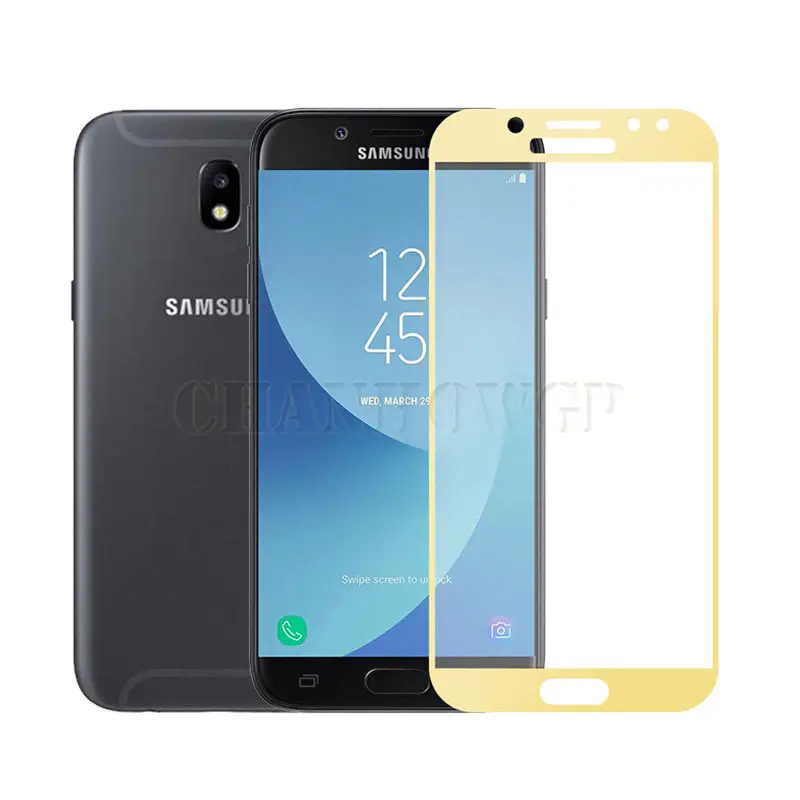 Полное покрытие из закаленного стекла для samsung Galaxy J5 SM-J530F/DS J530 J530S J530K J530Y J530FM J530G защитная пленка Sklo - Цвет: Gold