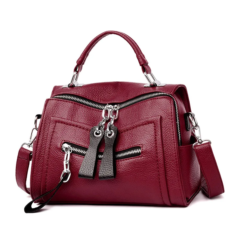 

women handbag soft leather new 2019 fashion bags messenger boston zipper female crossbody bag hot selling lady shoulder bags