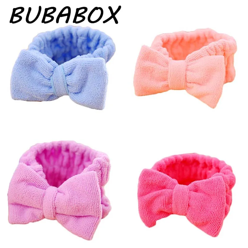 

1Pc Soft Elastic Big Bowknot Women Headband Hair Coral Velvet Headbands Bath Wash Face Spa Makeup Band Beauty Shower Head-Ware