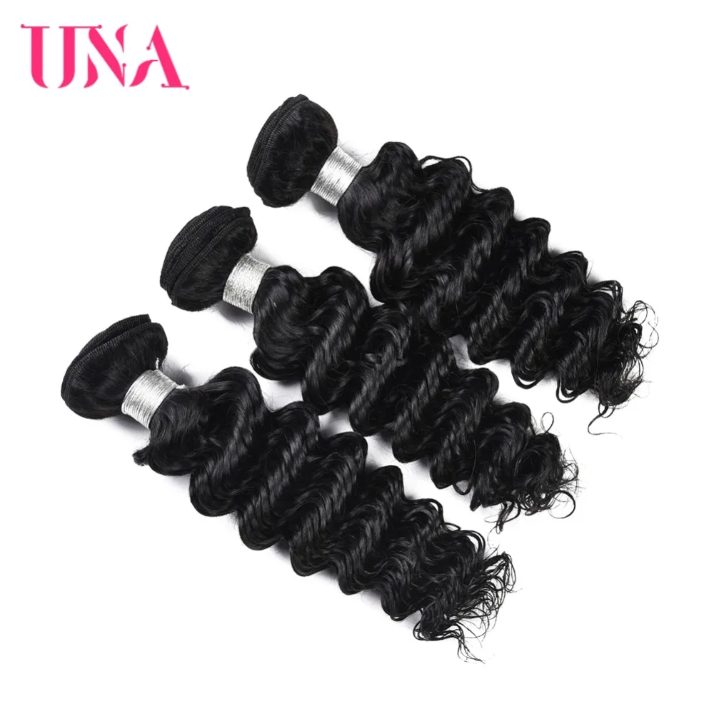 UNA Brazilian Deep Wave Bundles 100% Human Hair Bundles 1 PC 8-26inches Non Remy Hair Weave Extensions Can Buy 3 Or 4 Bundles