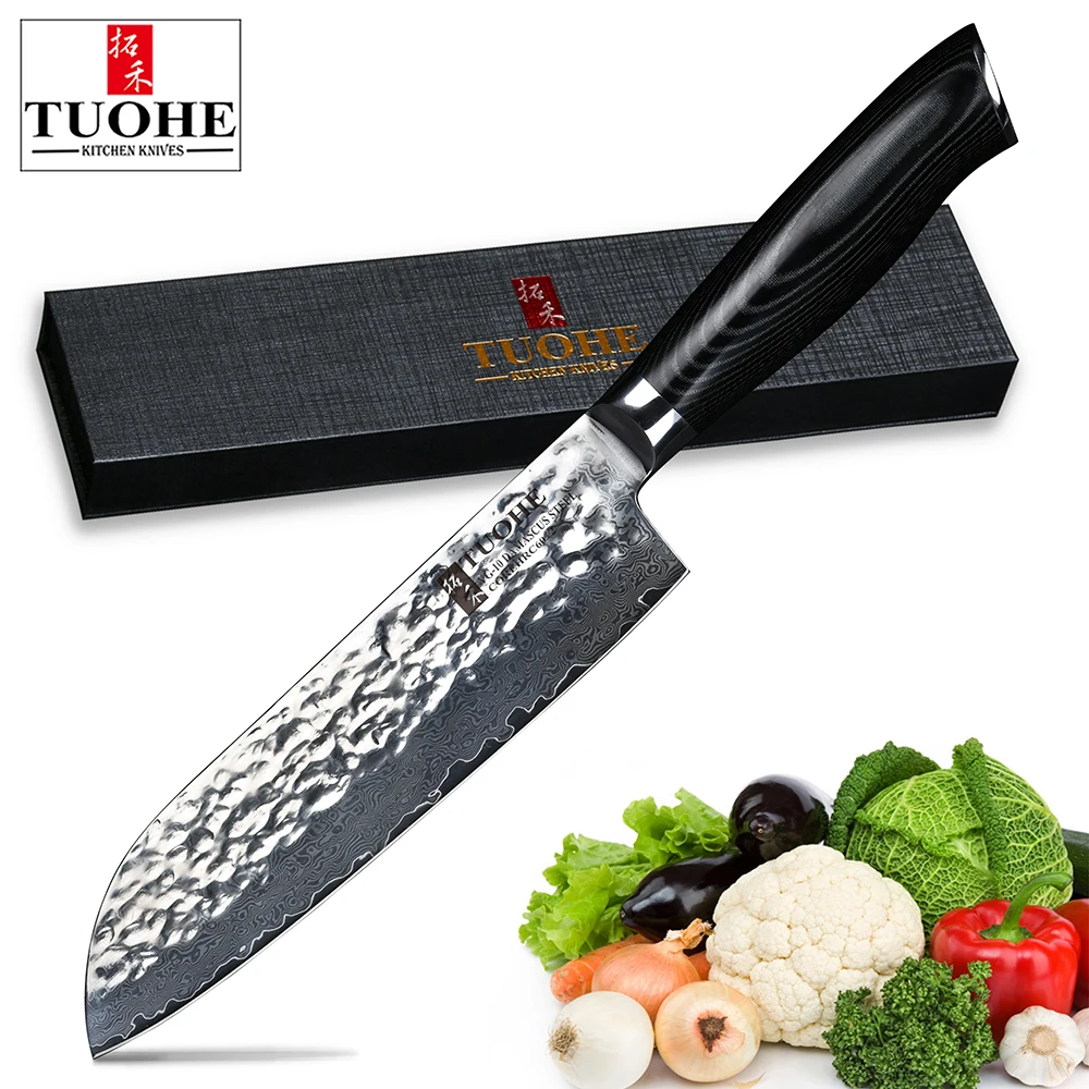 TUOHE 7 &quotнож шеф повара Santoku японский 67 слоев Дамасская сталь кухонные ножи лезвие