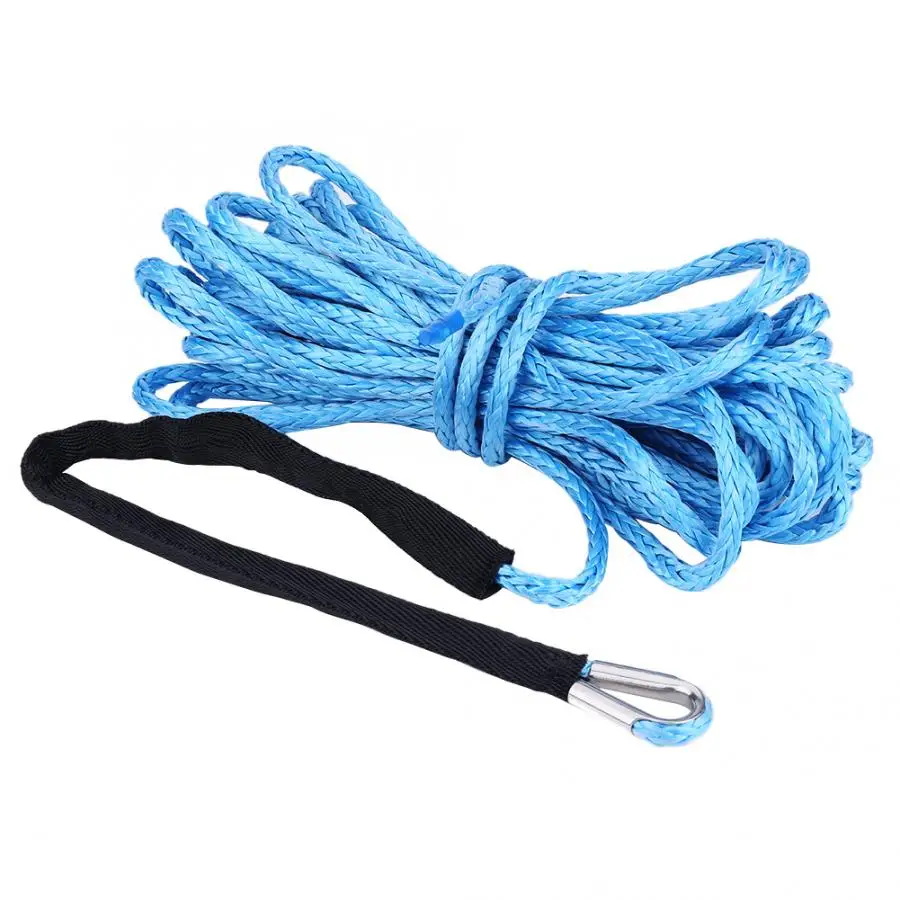 

15m * 6mm Synthetic Winch Rope Line Cable W/ Protective Sleeve 5500 lbs for ATV Truck Blue Winch Cable