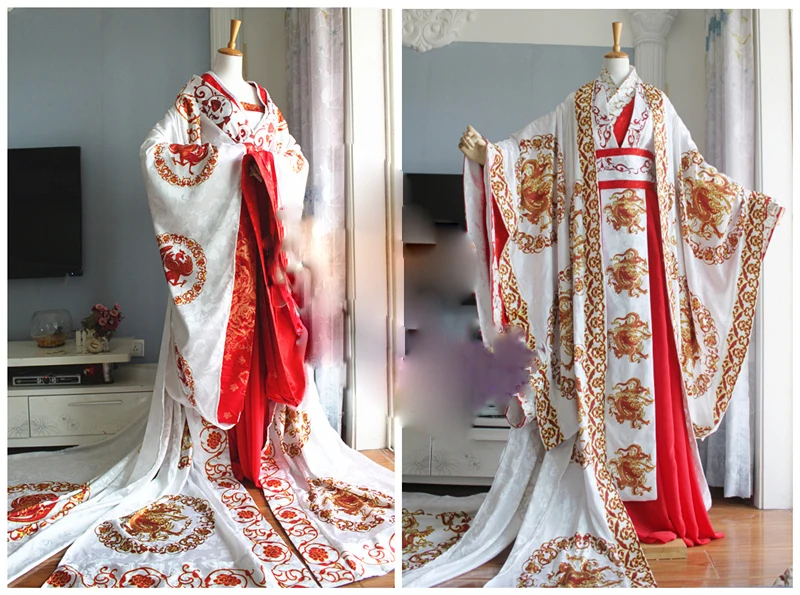 Fan Bingbing белый красный свадебный костюм ханьфу Тан император костюм императрицы для ТВ игры Легенда о Wu Meiniang Wu Zetian