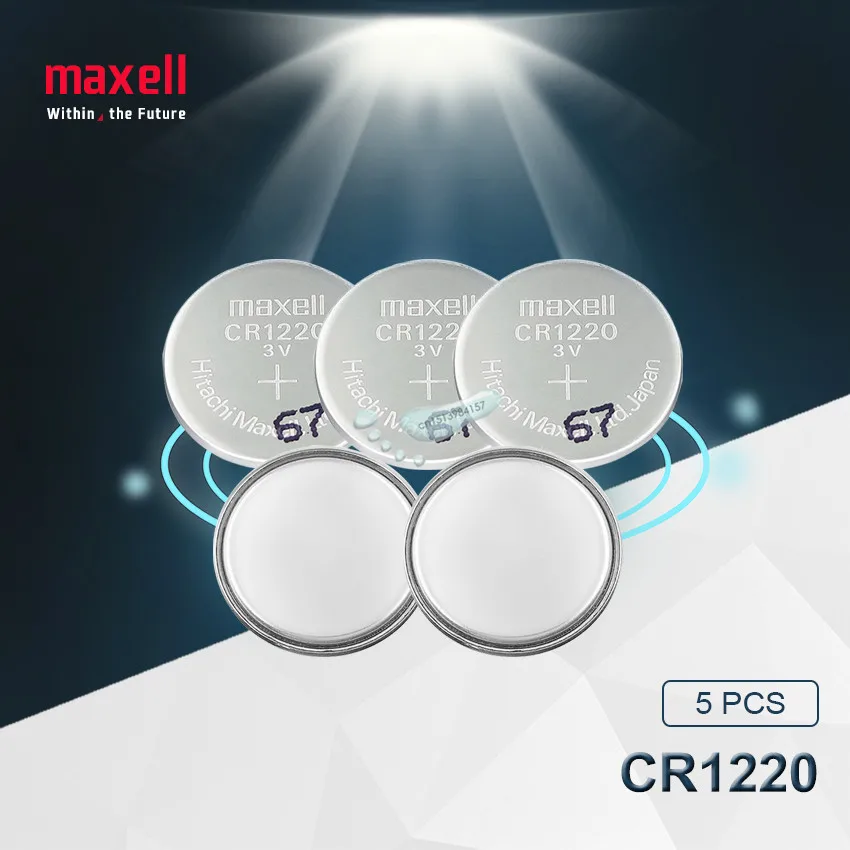 5 шт. Maxell CR1220 кнопочные батарейки CR1220 автомобильный пульт дистанционного управления электрическая сигнализация 3 В литиевая батарея