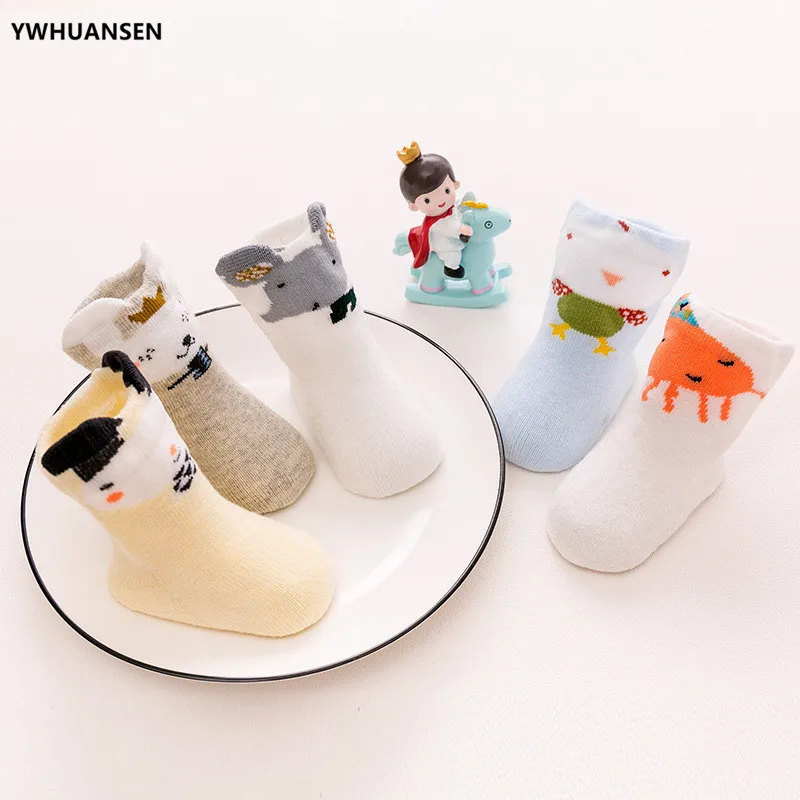 YWHUANSEN 5 Pairs/lot Thick Socks For Baby Boys Girls In Winter Warm Animal Terry Socks For Newborns Cute Autumn Infant Socks