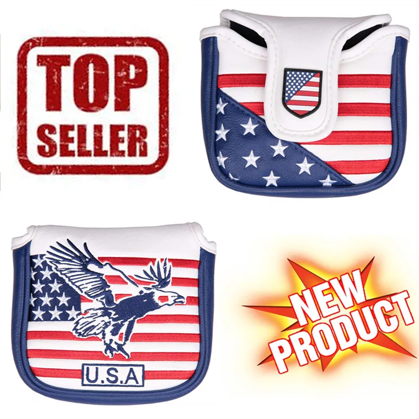 مضرب الغولف غطاء ماليت غطاء الرأس بو للماء المغناطيسي نمط نادي الغولف يغطي شفرة USA العلم النسر لنا مربع شكل مضرب