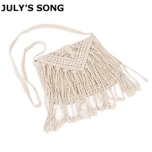 Новая модная богемная пляжная сумка с кисточками, женская вязаная сумка через плечо с бахромой, Ультралегкая сумка на плечо, открытая женская сумка