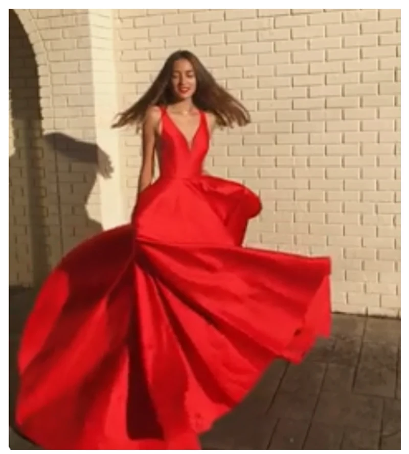 Красное вечернее платье V шеи выпускного вечера платье длиной до пола Vestidos Para Formatura женское вечернее платье без спины платья
