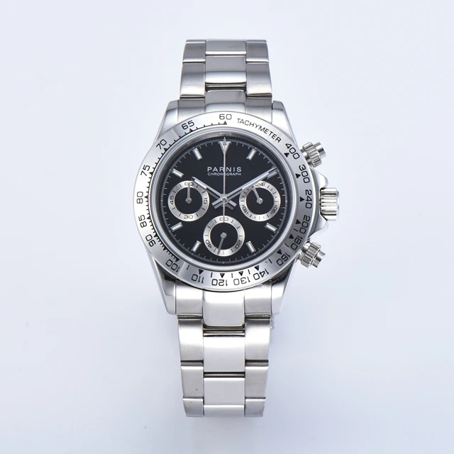 39 мм Parnis Мужские кварцевые часы с хронографом Топ люксовый бренд бизнес часы сапфировое стекло водонепроницаемые мужские часы - Цвет: Золотой