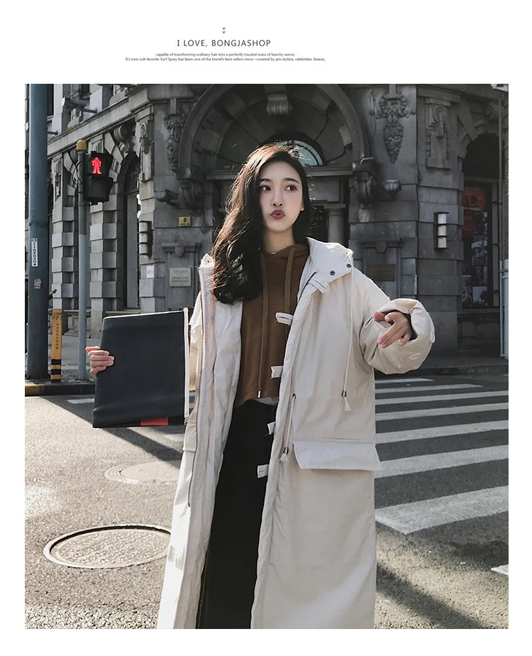 À Grande Exra Taille Femmes De Hiver noir 2018 Coton Long Lâche Vestes Vers Le rembourré Bas Chaud Beige Coton Manteau Capuchon Épais qw8waTC6x