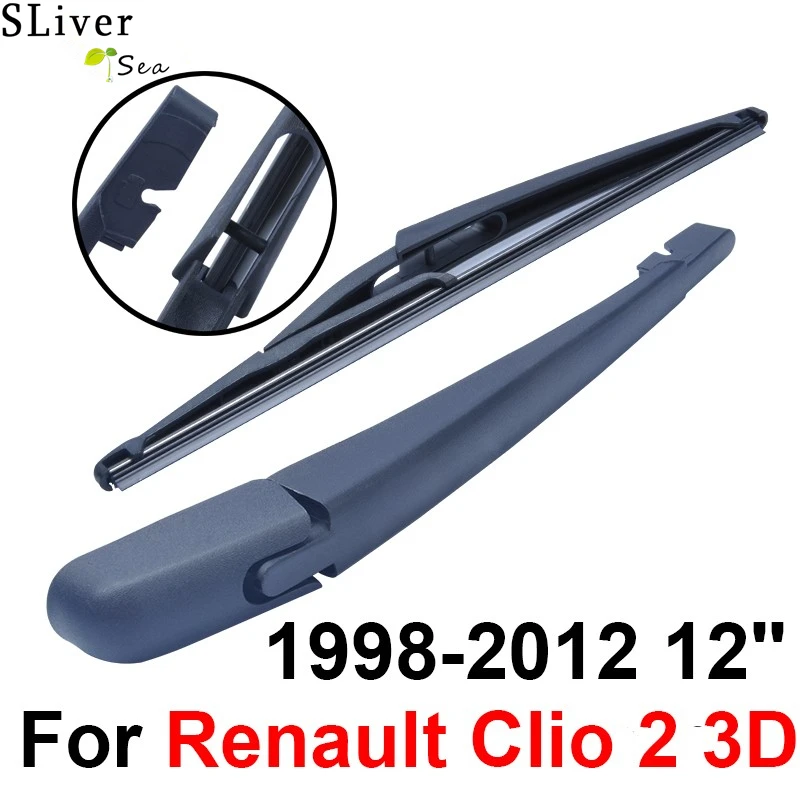 SLIVERYSEA Rear Windscreen Wiper and Arm For Renault Clio 2 3D 1998-2012 12'' 3 door Hatchback High Quality Natural Rubber SLIVERYSEA Rear Windscreen Wiper and Arm For Renault Clio 2 3D 1998-2012 12'' 3 door Hatchback High Quality Natural Rubber