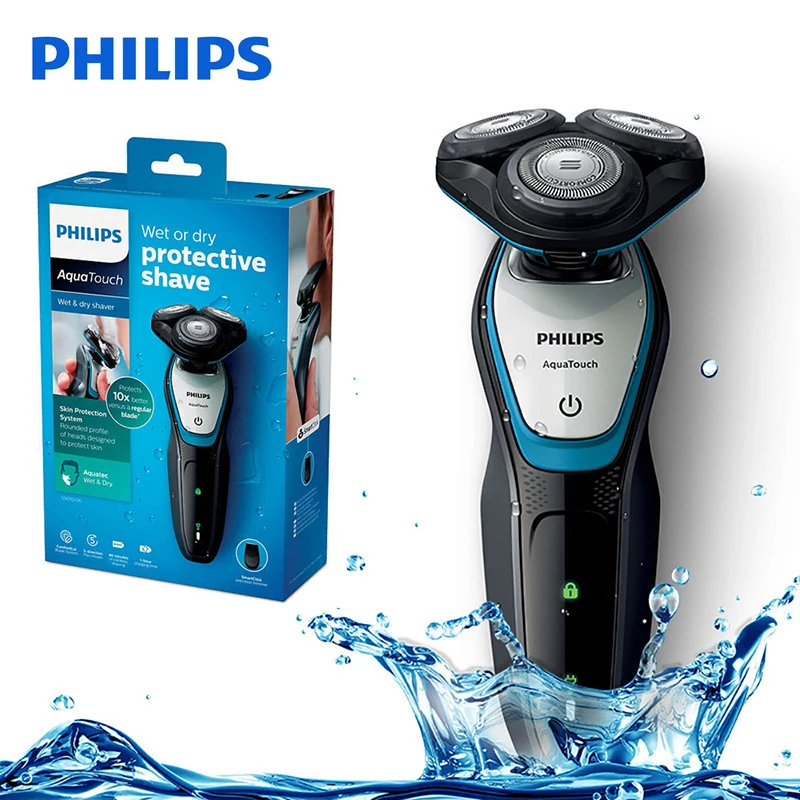 Скидка Оригинальная Электробритва Philips S5070 с моющейся системой лезвий ComfortCut Aquatouch, 40 мин, Беспроводная электрическая бритва для мужчин
