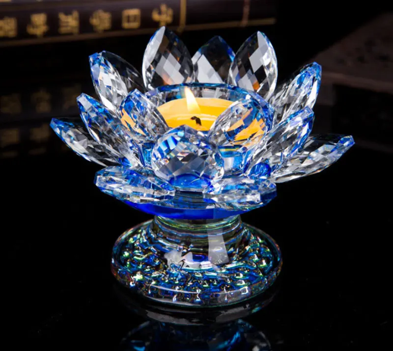 Crystal Lotus Candlestick Tealight Holders 7 colors