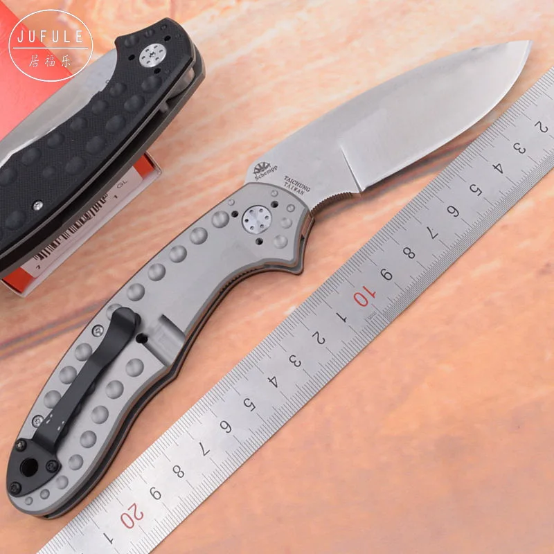 

JUFULE C151GTIP Schempp Tuff CMP-3V Blade Titanium G10 Folding Outdoor Survival fruit EDC Tool camping hunting Kitchen Knife
