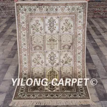 Yilong 2.5 'x" Восточный ковер шелка сад Vantage Изысканные Ручной работы Тебриз шелковый ковер(YHW207B2.5x4