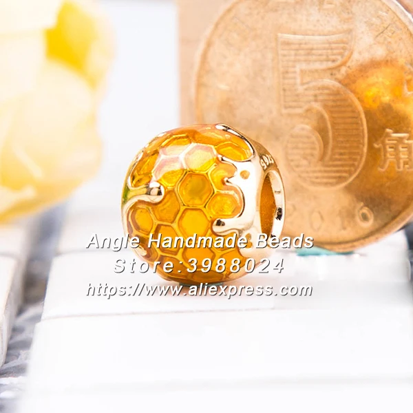 

2018 Spring Gold Overlay Sterling Silver Golden Honey Charms Beads Fit European DIY Bracelets Necklaces Jewelry Making