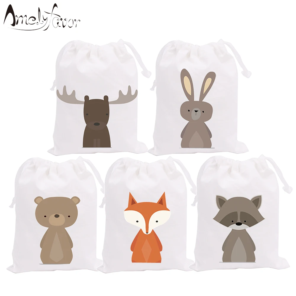 

Woodland Animal Theme Party Favor Bags Gift Bags Series 4 Animals Decorations Baby Shower Birthday Party Container Supplies