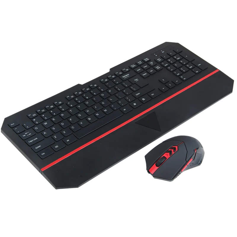 Silm 2.4G 10M Wireless Keyboard and Mouse Combo with keyboard hand wrist rest and LED light For