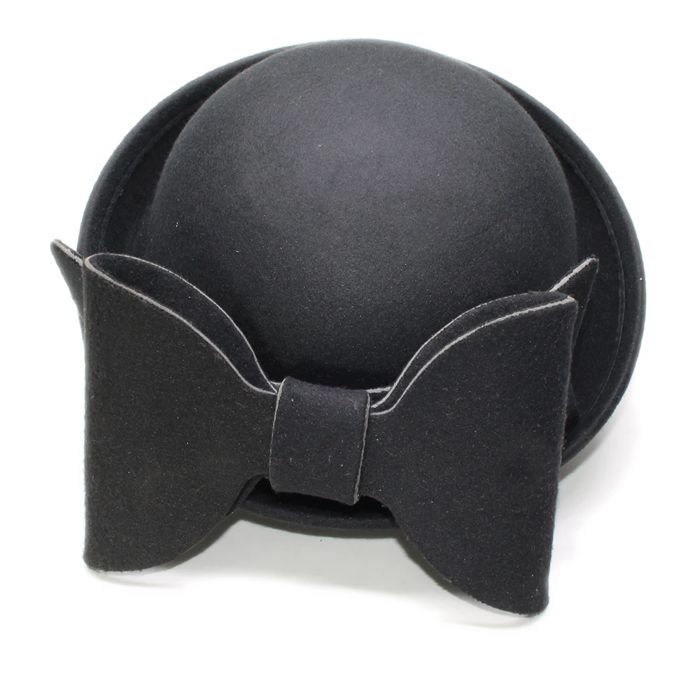 Women Men /Kid Child Retro Vintage Big Bowknot Band 100% Wool Derby Billycock Top Cap Bowler Hat Fedora (57cm/54cm-Adjust) | Аксессуары