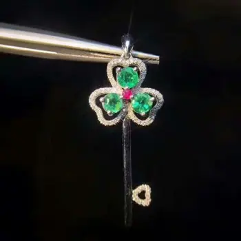 

SHILOVEM 925 sterling silver Natural Emerald Pendants classic fine Jewelry women wedding wholesale gift new 3*3mm jcz0303056agml