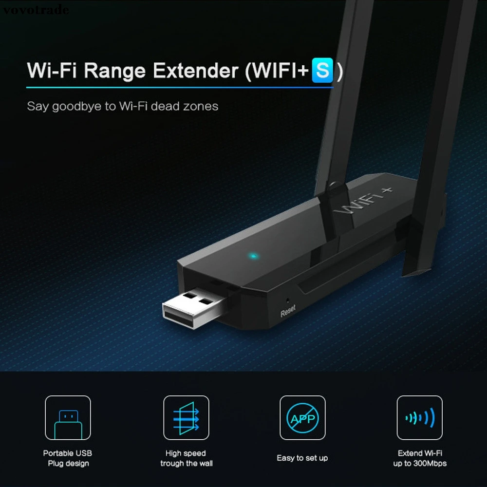 

vovotrade 300Mbps Wirless USB WiFi Double Range Extender Wi-Fi Signal Repeater Router Factory Price Drop Shipping