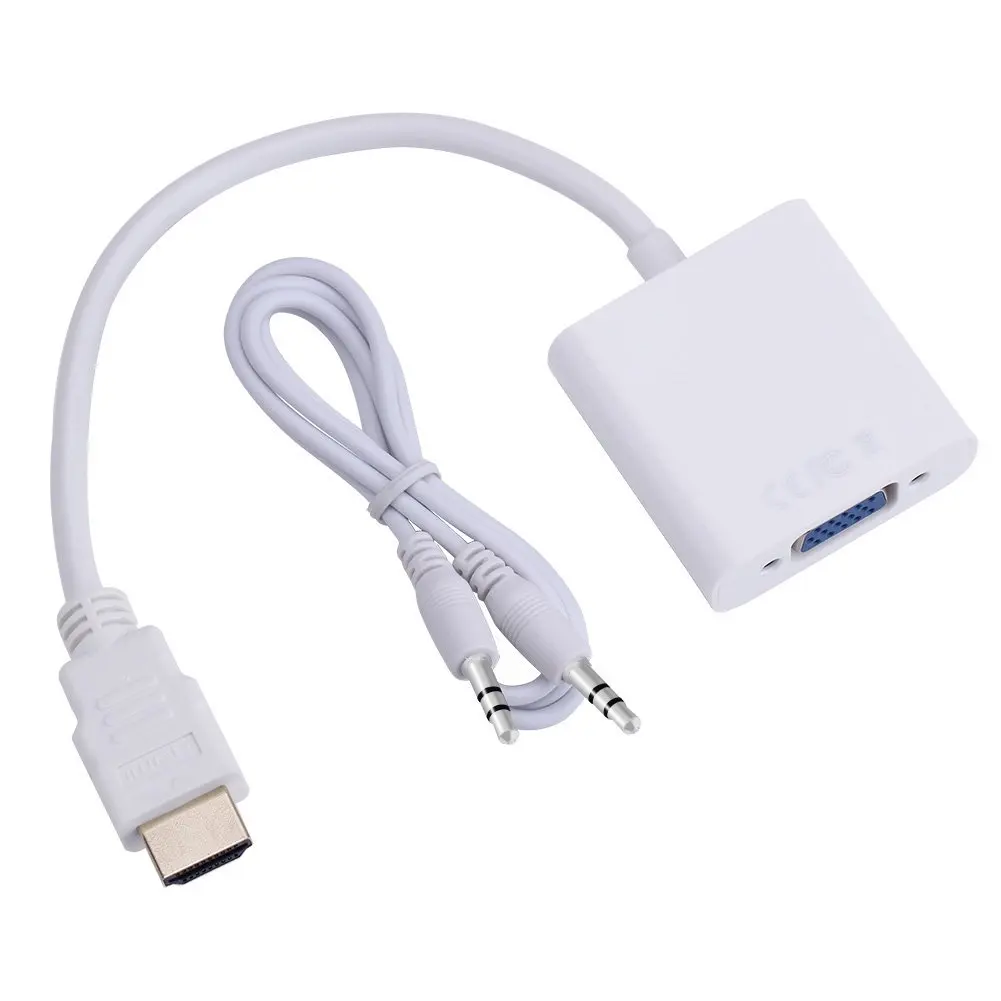 

Adapter HDMI to VGA Video cable Converter Up to 1080P from Analog Digital PC, HDTV, DVD Players, Laptops etc. - White