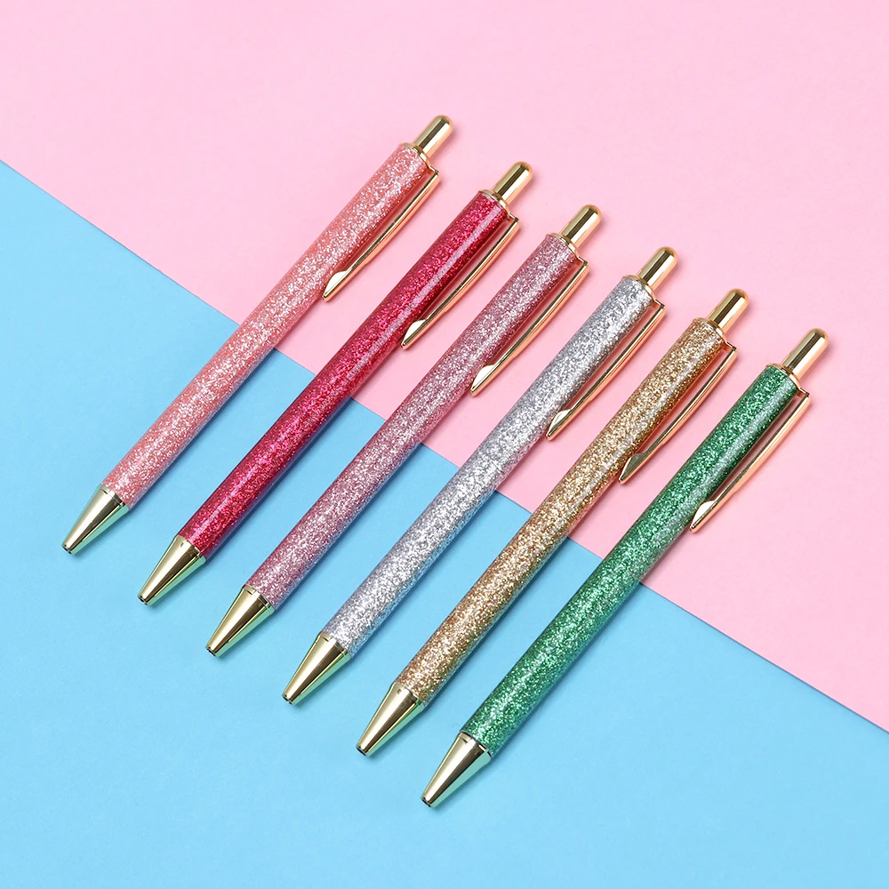 

1 PC Colorful Flash Crystal Pen Metal Pendant Ballpoint Pen Smooth 1mm Superior Stationery Office Writing Pen