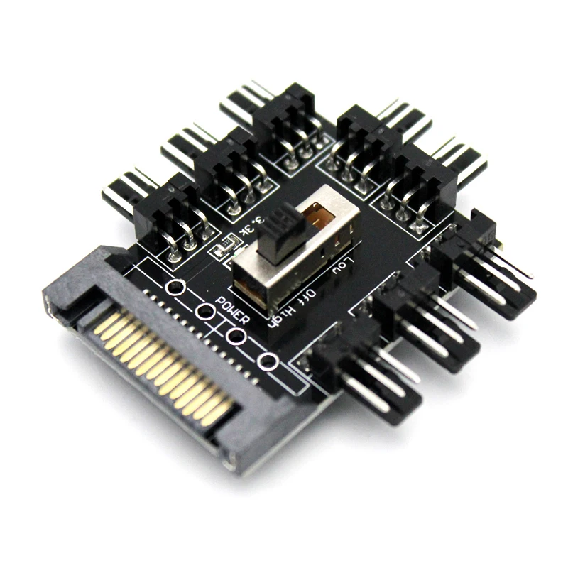 computer 1 to 8 4Pin Molex Cooler Cooling Fan Hub Splitter Cable PWM 3Pin Power Supply Speed Controller Adapter For PC Mining
