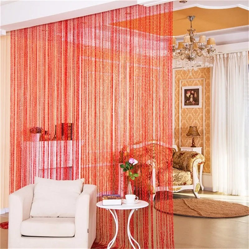 

4 Colors 1*2M Door String Curtain Rare Flat Silver Ribbon Thread Fringe Window Panel Room Divider Cute Strip Tassel for Wedding
