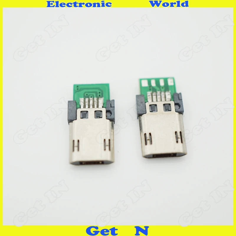 

10pcs Glod Plated 5P Micro Usb Male Plug With Pcb Board Solding Type For Phone