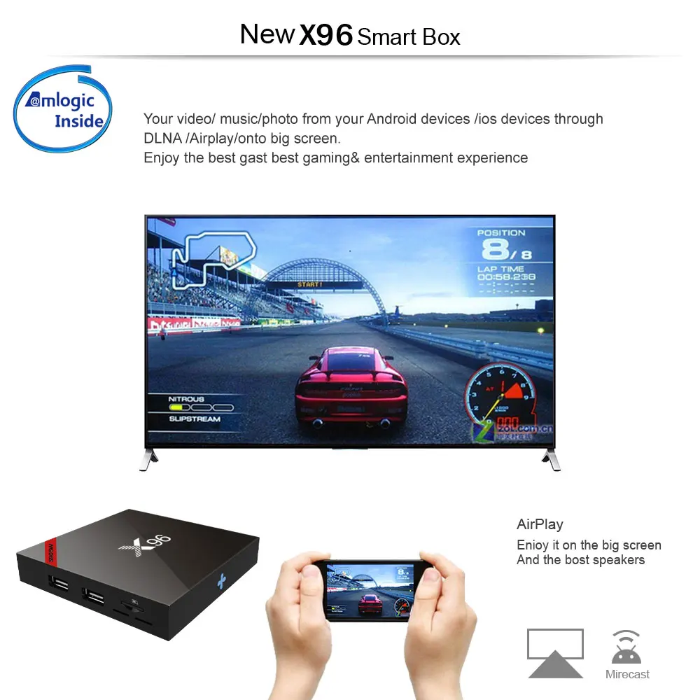  X96 W mini Android 7.1 Smart TV BOX 2GB/16GB TVBOX X 96 mini Amlogic S905W H.265 4K 2.4GHz WiFi Med