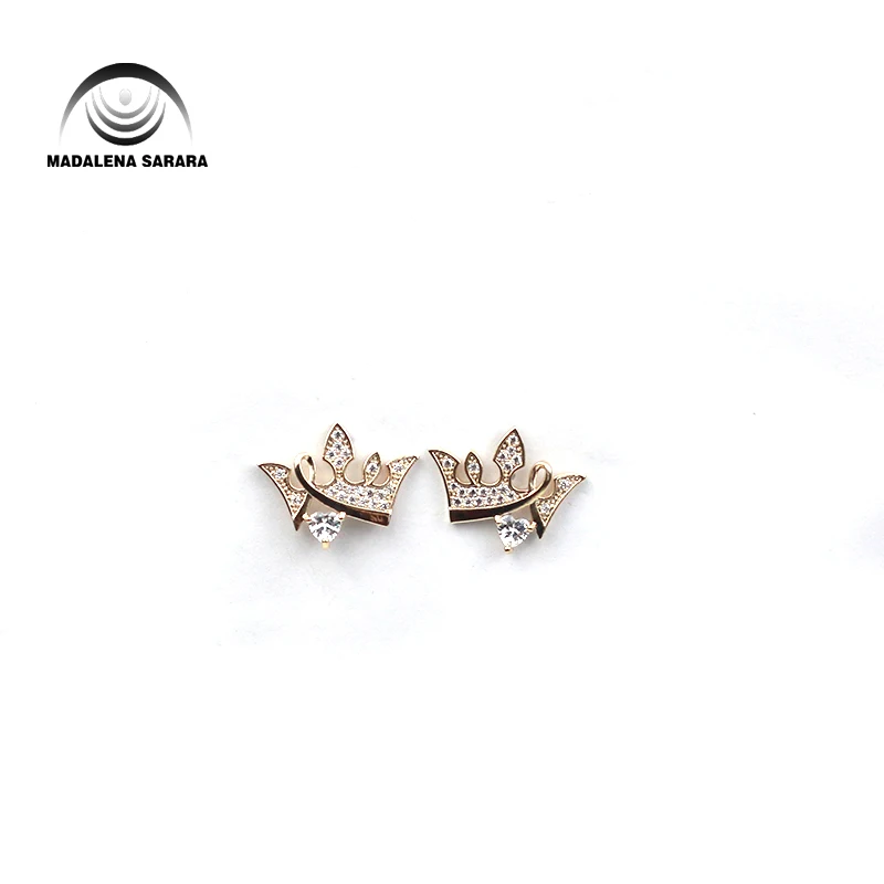 

MADALENA SARARA S925 Needle Dangle Earring AAAA Cubic Zirconia And Crystal Inlaid Vintage Crown Style Girl's Earring