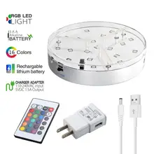 6 дюймов светодиодный светильник база цветок Настольная Ваза и ледокол Декор дистанционное управление Светодиодный украшение в середине стола для свадеб светодиодный свет база для дома