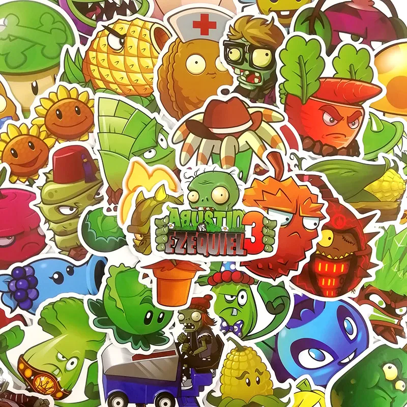 50 قطعة/المجموعة النباتات Vs الكسالى الكتابة على الجدران ملصقات لأجهزة الكمبيوتر المحمول حقيبة الأمتعة الدراجة لوح التزلج سيارة شارات الفيني...