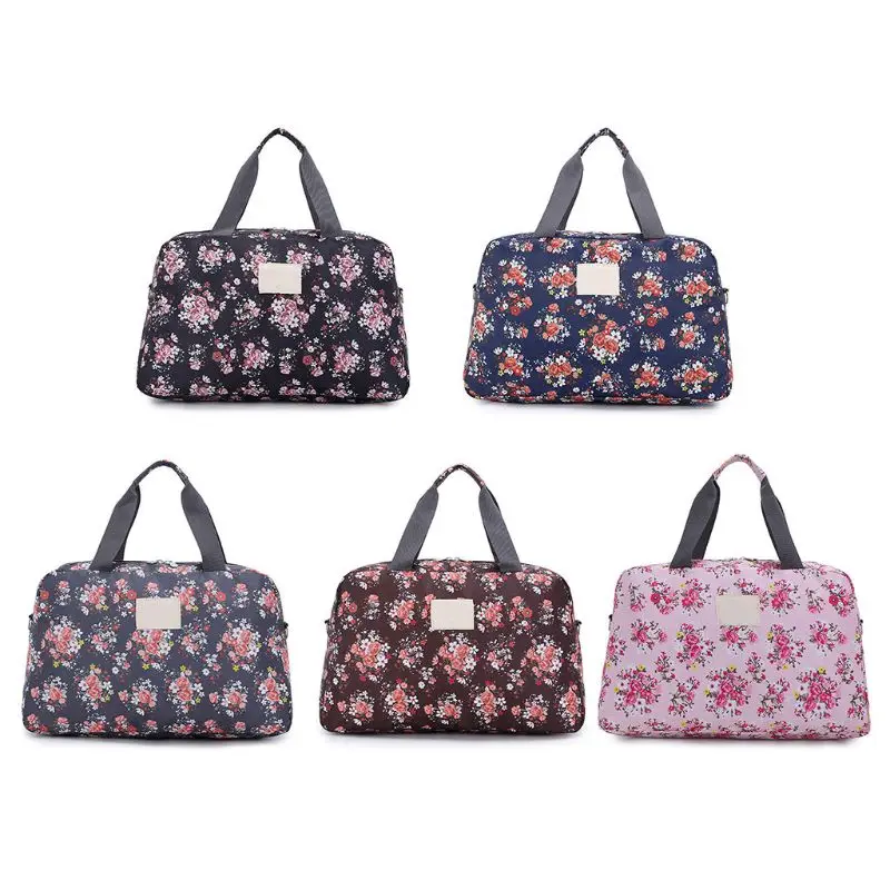 Для женщин путешествия сумки портативный чемодан цветочный принт сумка водостойкие Duffle