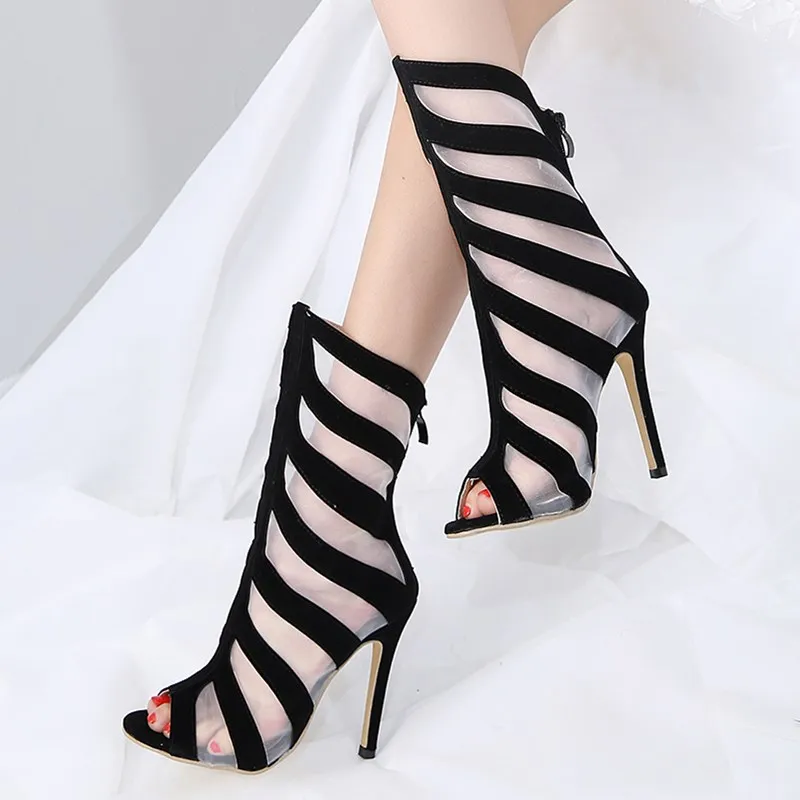 DEleventh/фирменный дизайн; Wonen's; босоножки на высоком каблуке-шпильке; пикантные модные женские сапоги на высоком каблуке с вырезами; Летняя обувь