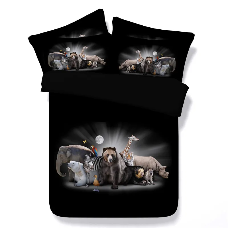 

Wolf Tiger Bear Bedding Sets 3D Painting Vivid Duvet Cover With Pillowcases Twill Cool Bed Sets 3/4pcs Twin Full Queen King Boys