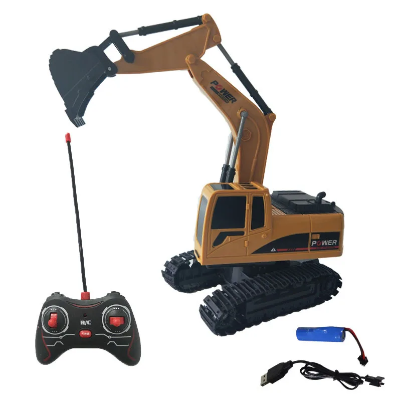 RC Truck Toys 5CH Excavator Alloy 2.4G Backhoes Bulldozer Remote Control Digger Engineering Vehicle Model Electronic Kids Toys