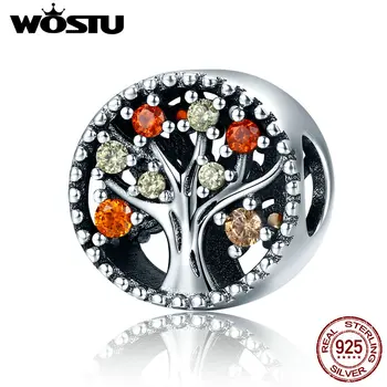 

WOSTU 925 Sterling Silver Autumn Genuine Tree of Life Fruitful Autumn Beads fit original WST Charm Bracelets Jewelry CQC219