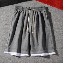 Мужские летние шорты с эластичным поясом, однотонные повседневные свободные спортивные штаны, Мужские штаны для бега и тренировок, новые модные брендовые короткие брюки A5242