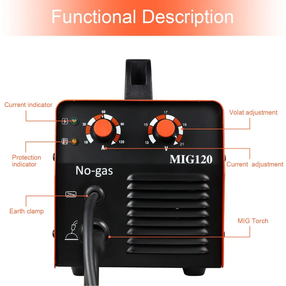 HITBOX Mig Welder Gasless 220V MIG1200 Mag Welders Iron Steel Welding Equipment MIG MAG Welding Machine Portable Welder