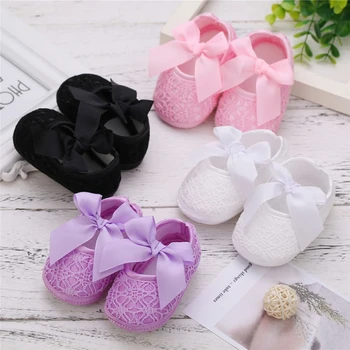 

Baby Shoes Baby Girl Breathable Anti-Slip Shoes With Bowknot Casual Sneakers Toddler Soft Soled First Walkers For Newborns