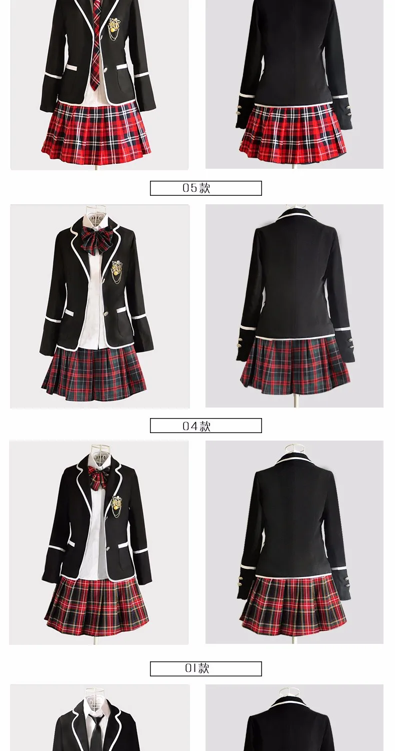 Высокое качество, 5 шт., британская японская женская школьная форма, школьная форма с длинными рукавами, одежда для выступлений