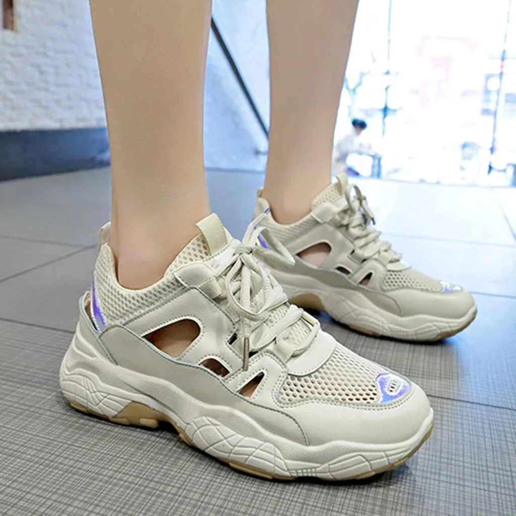 Женские кроссовки на шнурках модные спортивные уличные летние белые zapatos de mujer # G35
