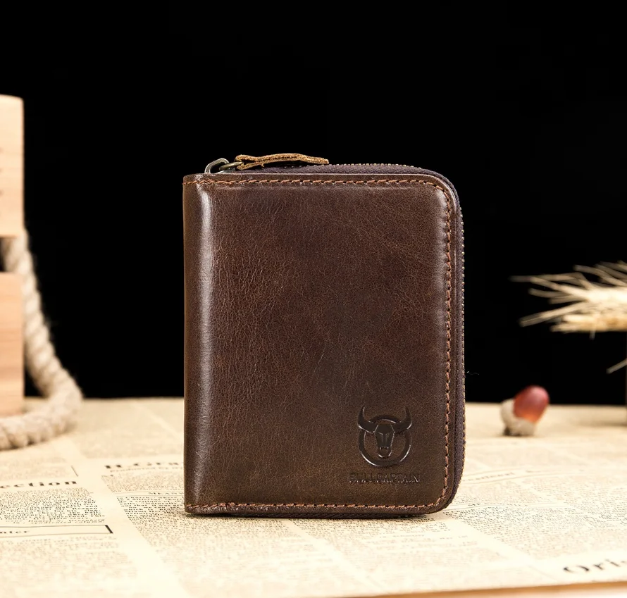 BULLCAPTAIN, Винтажный Мужской кошелек из натуральной кожи, короткий, уникальный дизайн, кошельки, мужской кошелек на молнии, портмоне, держатель для карт
