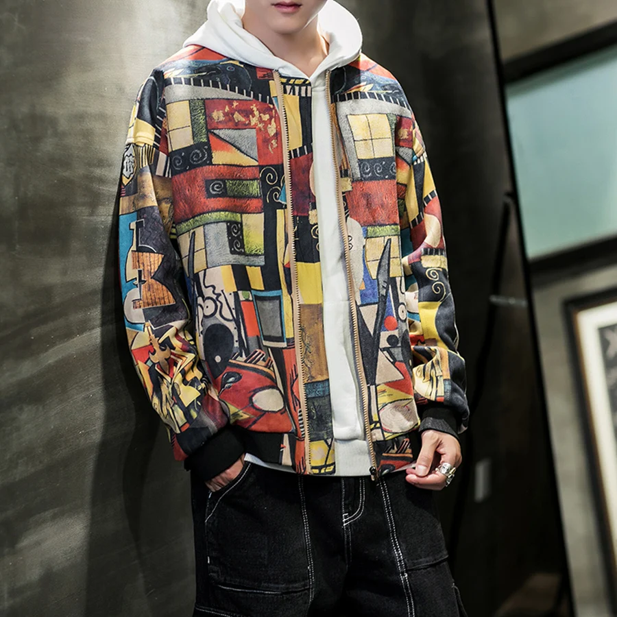 Korean Bomber Jacket Print Man Hip Hop Streetwear Designed Printed Jackets Vintage College Baseball Jacket Windbreaker Men Modis Korean Bomber Jacket Print Man Hip Hop Streetwear Designed Printed Jackets Vintage College Baseball Jacket Windbreaker Men Modis
