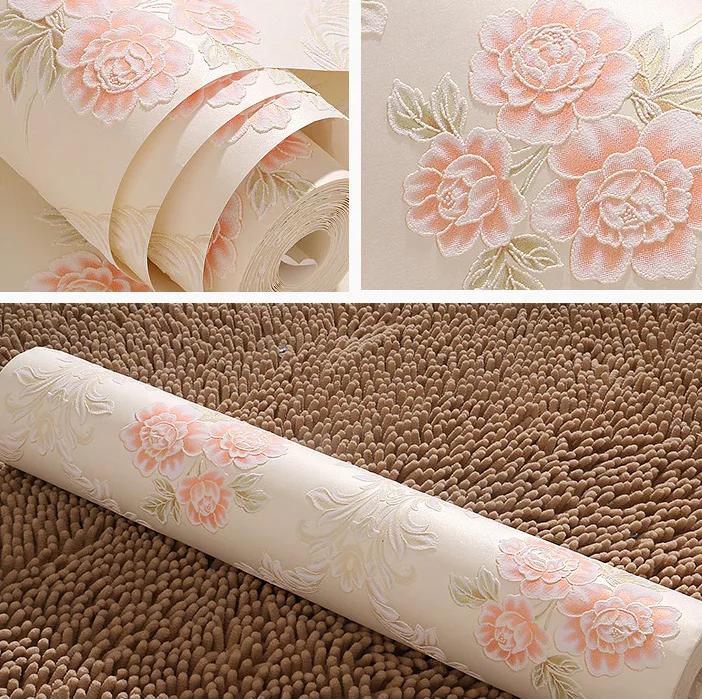 

3d solid delicate noble non-woven wallpaper garden large flower living room bedroom hotel project wallpaper high-grade home deco