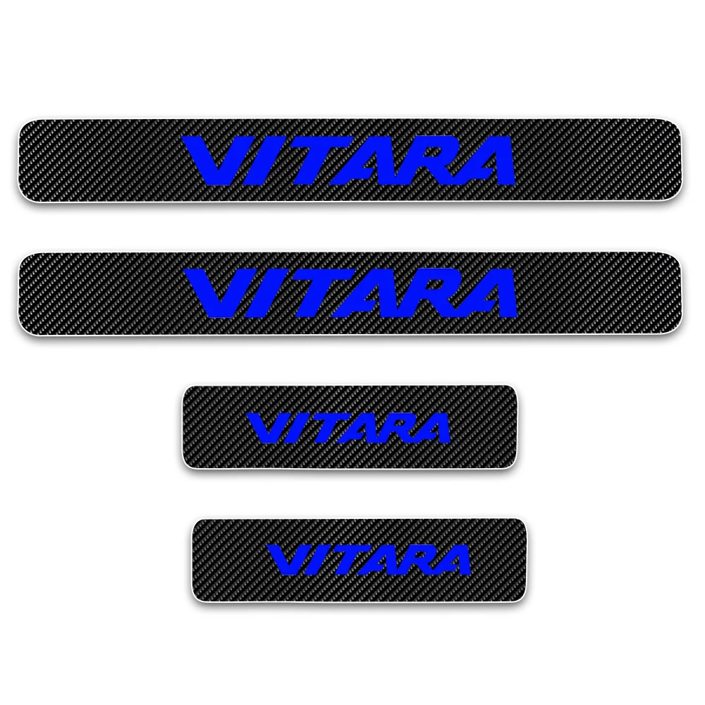 para Suzuki Vitara Peitoril da Porta Placa de Chinelo de Soleira de Porta Guarda da Entrada da Porta de Fibra de Carbono Adesivo de Carro- Protector Reflective Styling 4d 4pcs 9 High Quality Automóveis e motos